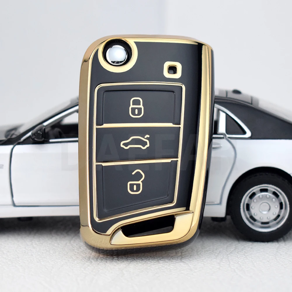 3 Buttons TPU Car Key Case Cover Fob for VW Volkswagen Golf 7 MK7 Tiguan MK2 for SEAT Ateca Leon FR 2 Ibiza for Skoda Octavia