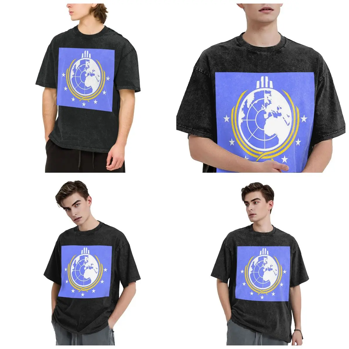 Streetwear T-Shirts Into Hell Liberty Diving Earth For Super Washed T Shirt Short Sleeve Hip Hop T-Shirt Tops Tees for Men Women