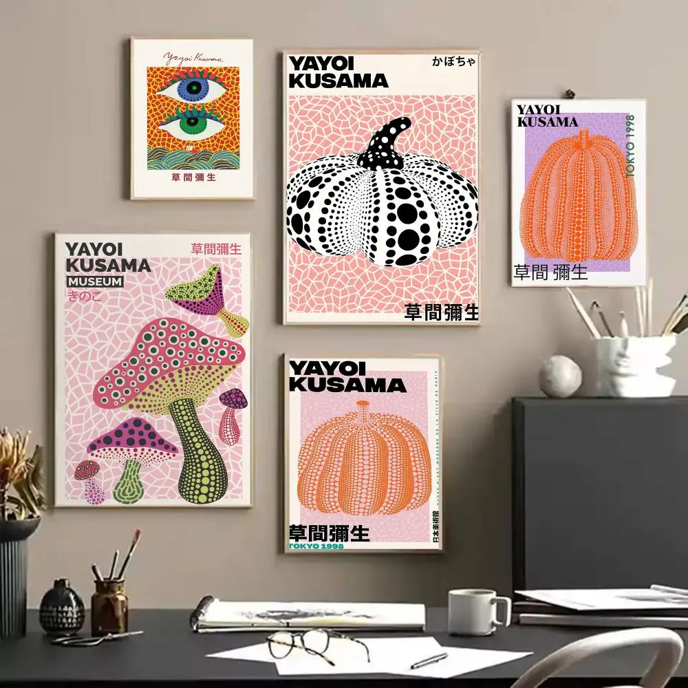 Artist Design Yayoi K_Kusama HD Linen Canvas Poster Wall Art Prints for Living Room Bedroom Office Home Decoration Gift