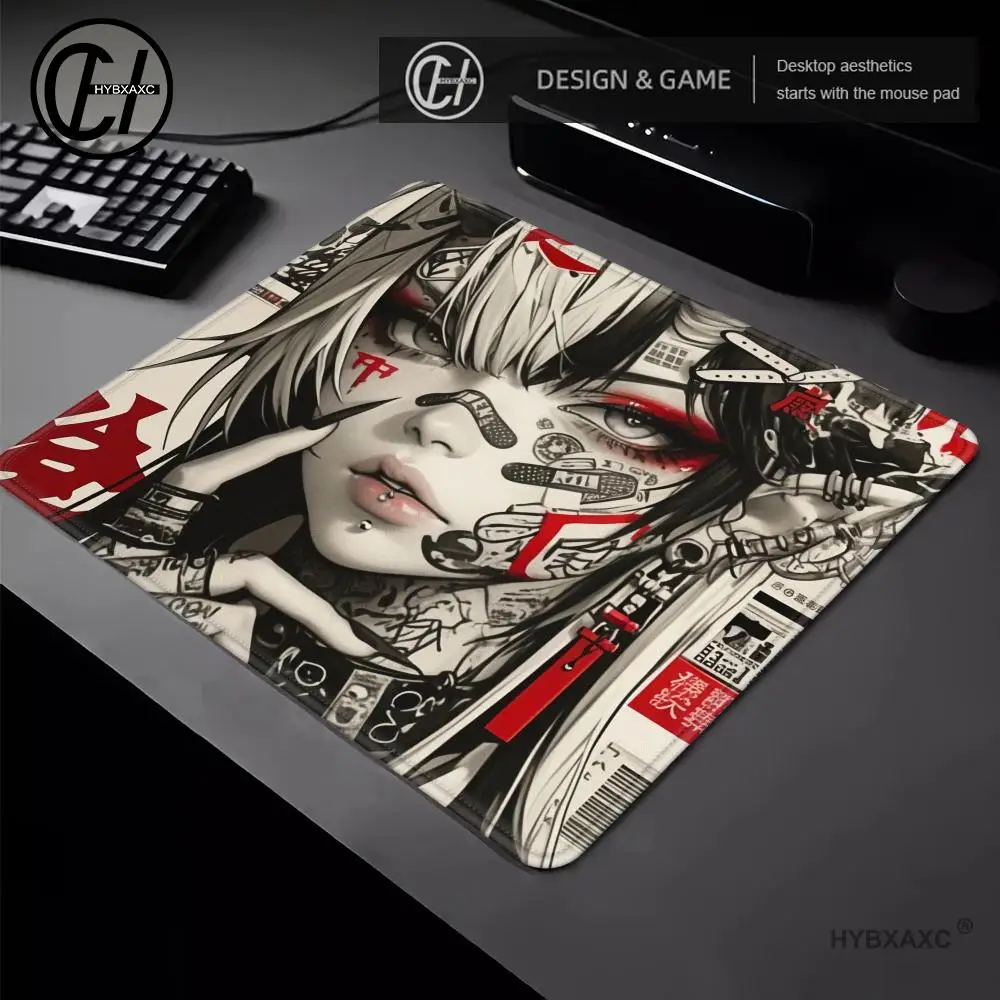 Handsome Punk Girl Mouse Pad Speed E-sports Waterproof PC Gaming Keyboard Office Table Non-slip 40x45cm Anime Desktop Decoration