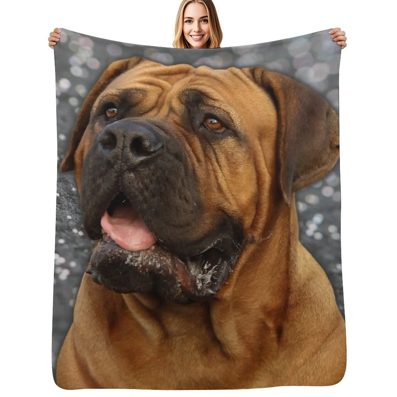 

Giant Bullmastiff dog for dog lovers Throw Blanket Luxury Blankets For Baby Flannel Luxury Throw Blankets