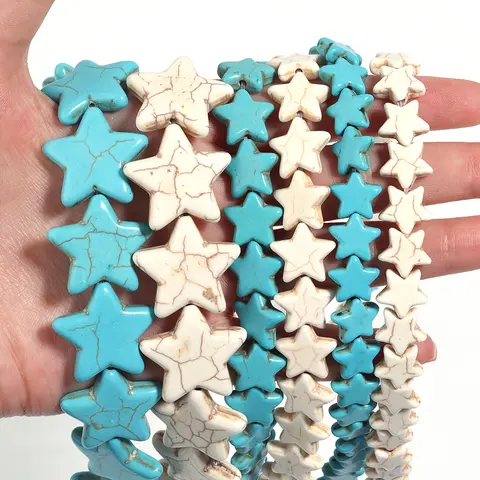 1 Strand Blue/White Star Turquoises Beads Natural Stone Beads Loose Beads For Jewelry Making DIY Bracelet Necklace Accessories