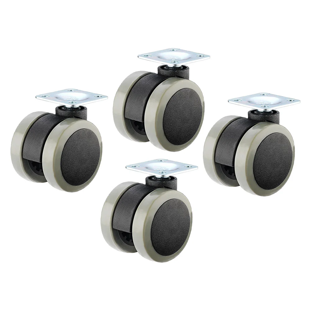 4 Pcs Caster Set Mini Wheels Flat Casters for Small Appliances Plastic Trash Can