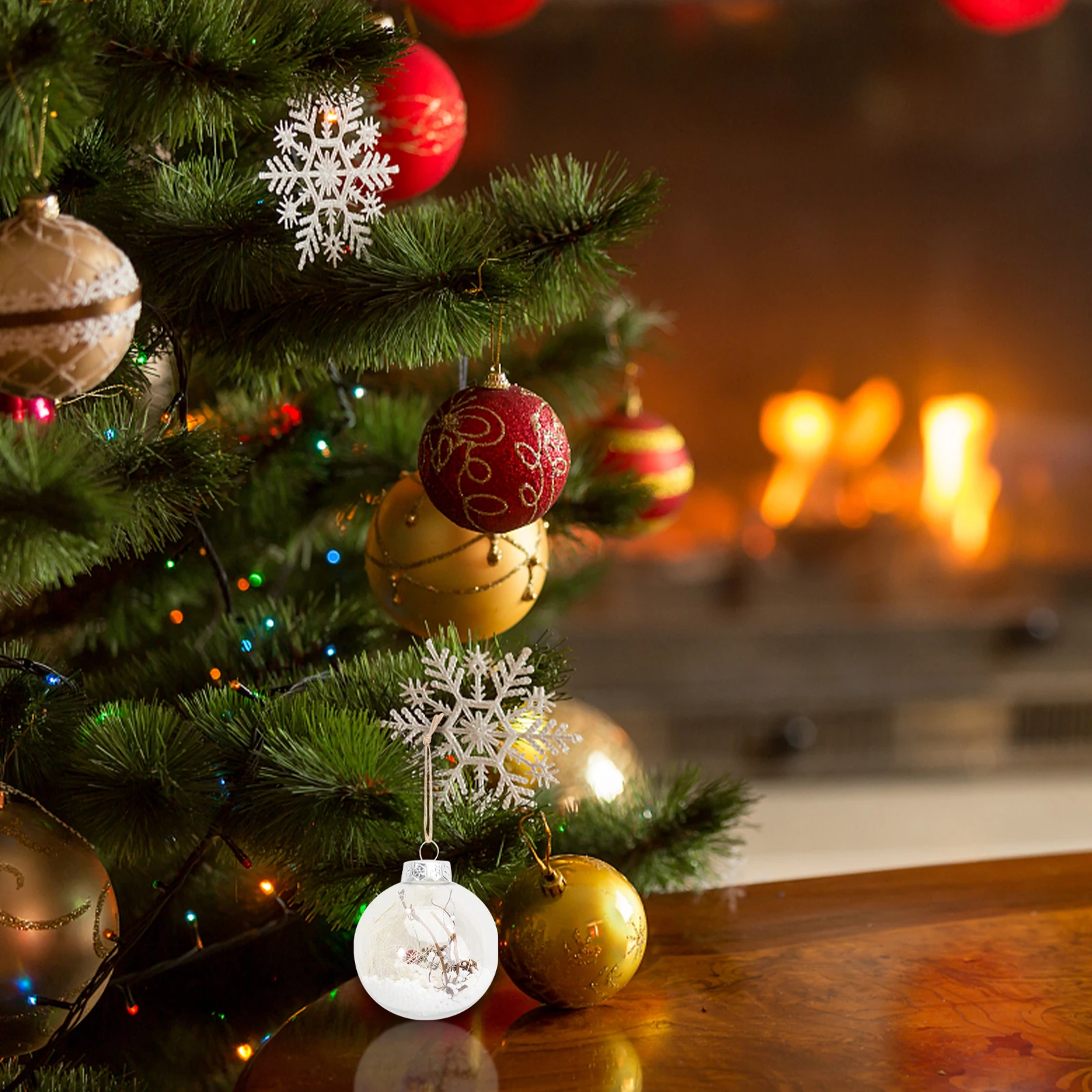 

5 pcs Christmas Balls Plastic Transparent Tree Pendants Holiday Decorations Wedding Party Festival Hanging Ornaments