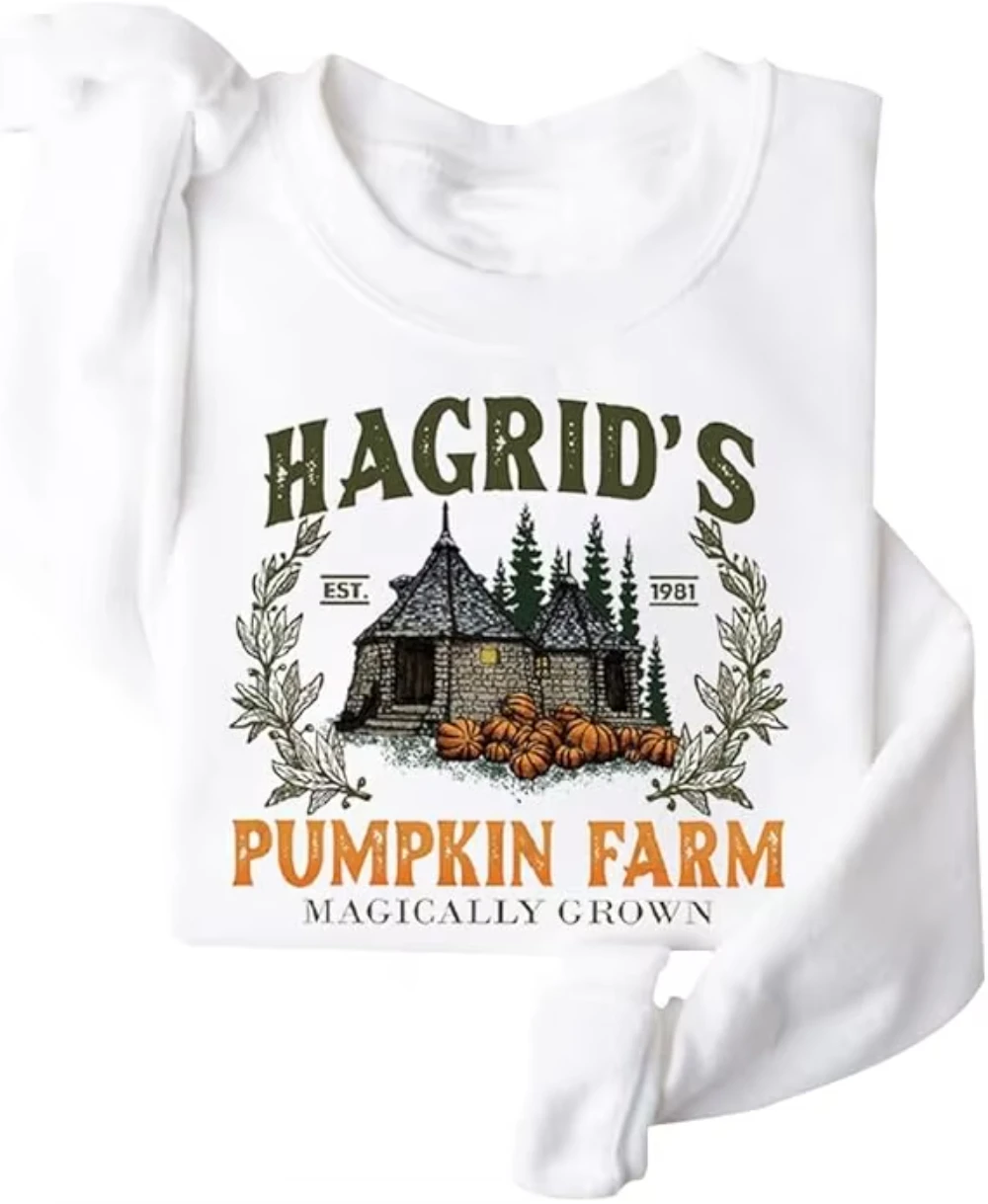 

Толстовка с нашивкой тыквы Hagrid, толстовка без шапочки с круглым вырезом, мужской/женский осенний пуловер на Хэллоуин