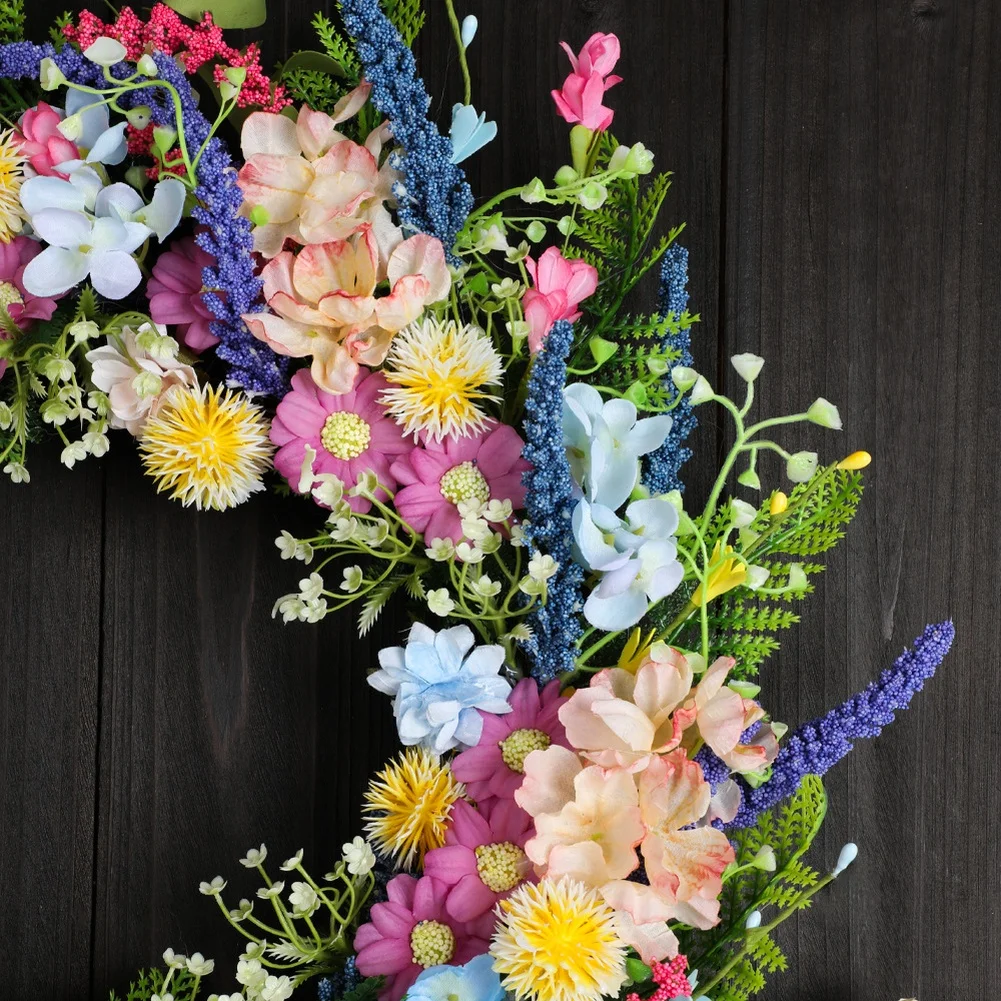 Pink Artificial Flower Wreath 40x40cm Plastic Hanging Door Decor For Easter Valentine Spring Home For Hotel Party Floral