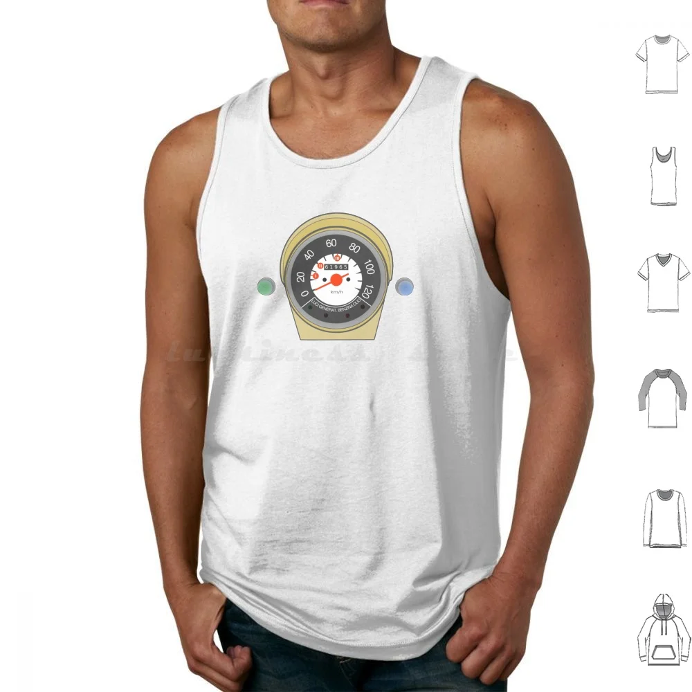 500-Tipo 110f-( Without Text ) Tank Tops Print Cotton 500 Gauges Cluster Dash Classic Car Retro