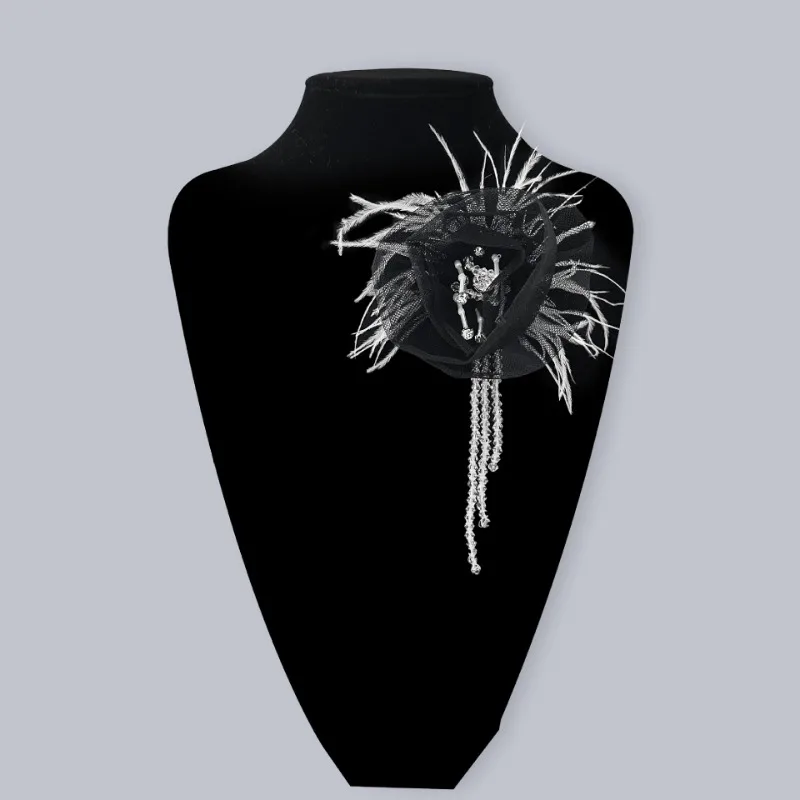 جديد شرابة الجنية ريشة زهرة بروش المرأة مجوهرات اكسسوارات دبوس الملابس فستان الصدار