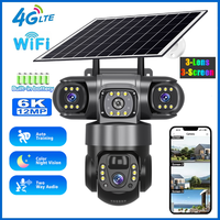 V380 PRO 4G Solar Camera HD 12MP Three Lens PTZ Camera Outdoor Camera Waterproof 12MP 6K IP CCTV Two-Way Intercom Night Camera