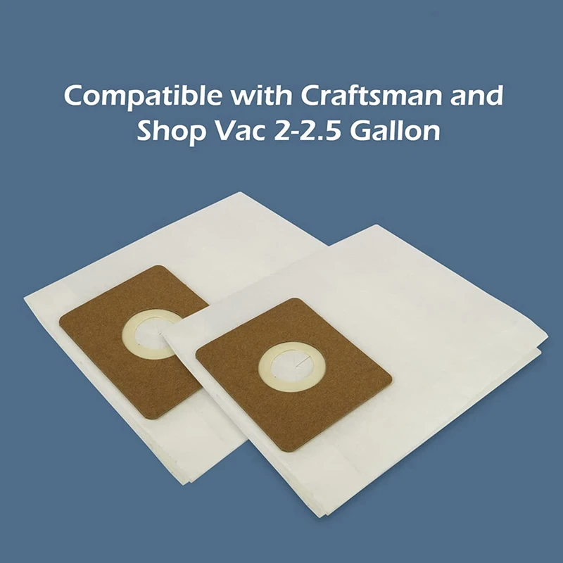 Sacos de papel de filtro descartáveis premium, sacos de vácuo para Shop-Vac 9066800, 2-2, 5 galões tipo B e QAM70 vácuo, 12 pacotes