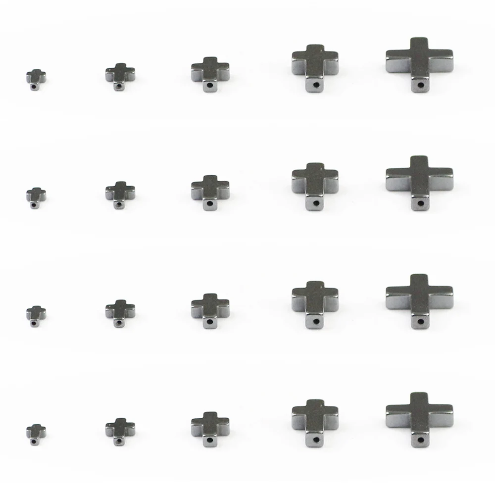 JHNBY Jesus Cross Black Hematite Beads Natural Stone 4/6/8/10MM Loose Beads For Jewelry Bracelet Making DIY Findings Accessories
