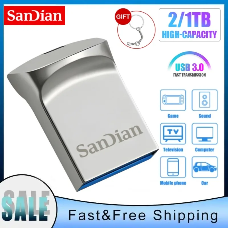 Unidad Flash Usb de Metal Super Mini de 1TB, Pendrive pequeño de 128/256/512GB, dispositivo de almacenamiento de 1TB y 2TB, disco U impermeable