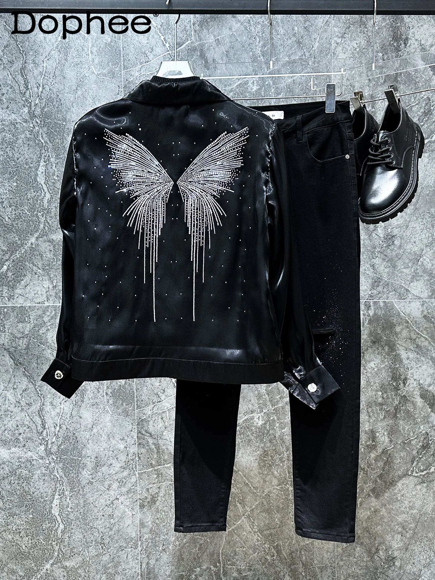 

2025 Summer New Heavy Industry Hot Diamond Butterfly Sunscreen Jacket Handsome Boys Ins Style Fashion Trend Jacket Men
