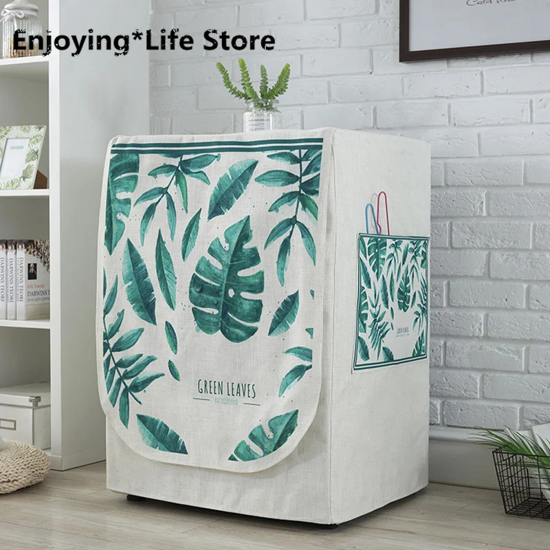 

Dustproof Linen Washing Machine Covers Pockets Organizer Washer Lid Hosehold Products Protector Coat Storage Case Organization