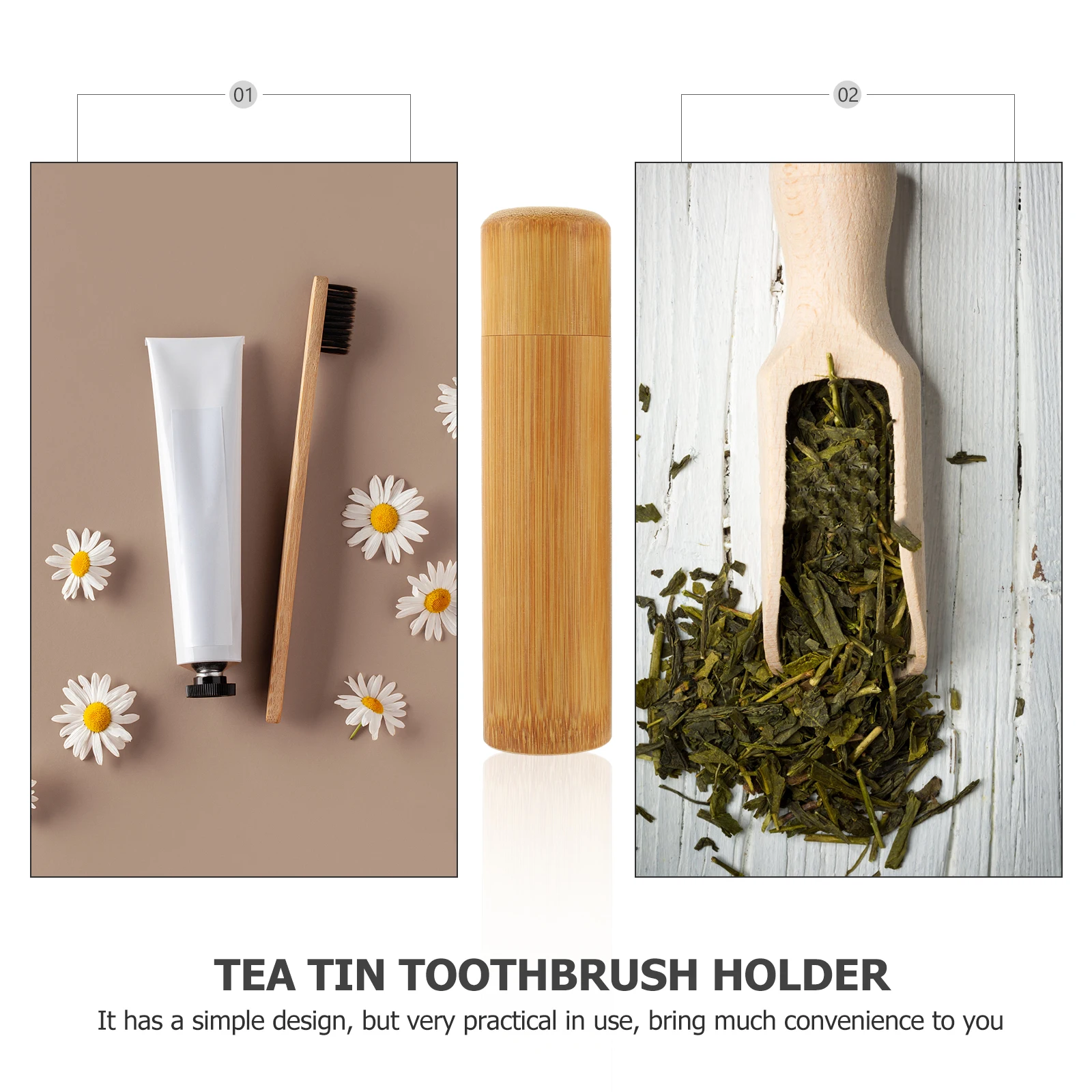 

2 Pcs Bamboo Tea Storage Jar Canister Toothbrush Container Leaves Containers