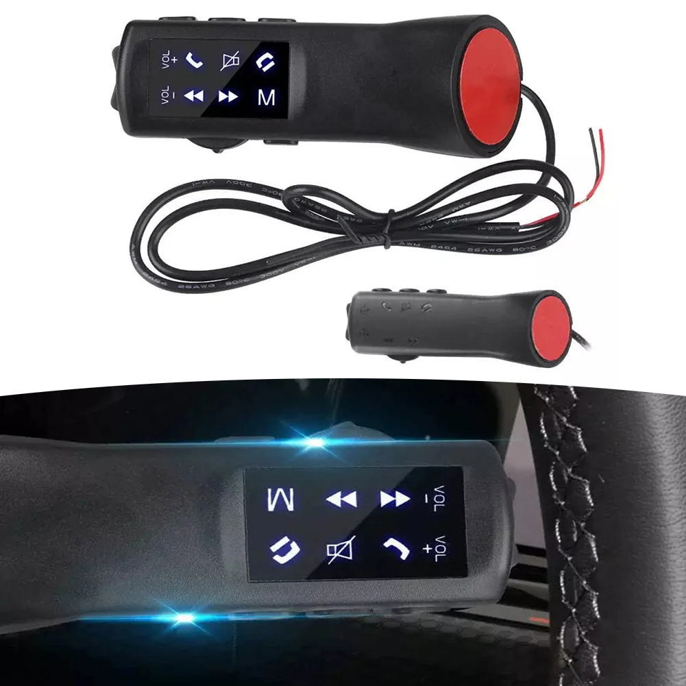 8Keys Car Steering Wheel Buttons For Switch Control 12V Music Phone Radio For Vehicle Interior Accessories Black ABS 11*3.5cm