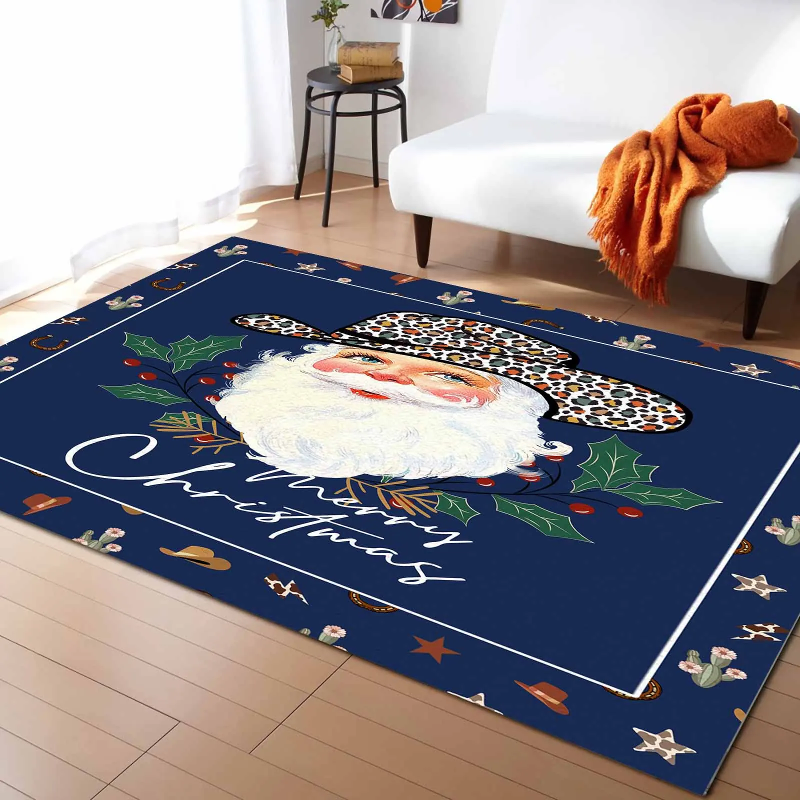 

Christmas Western Santa Claus Living Room Floor Mat Children's Room Bedroom Bedside Carpet Kitchen Door Mat