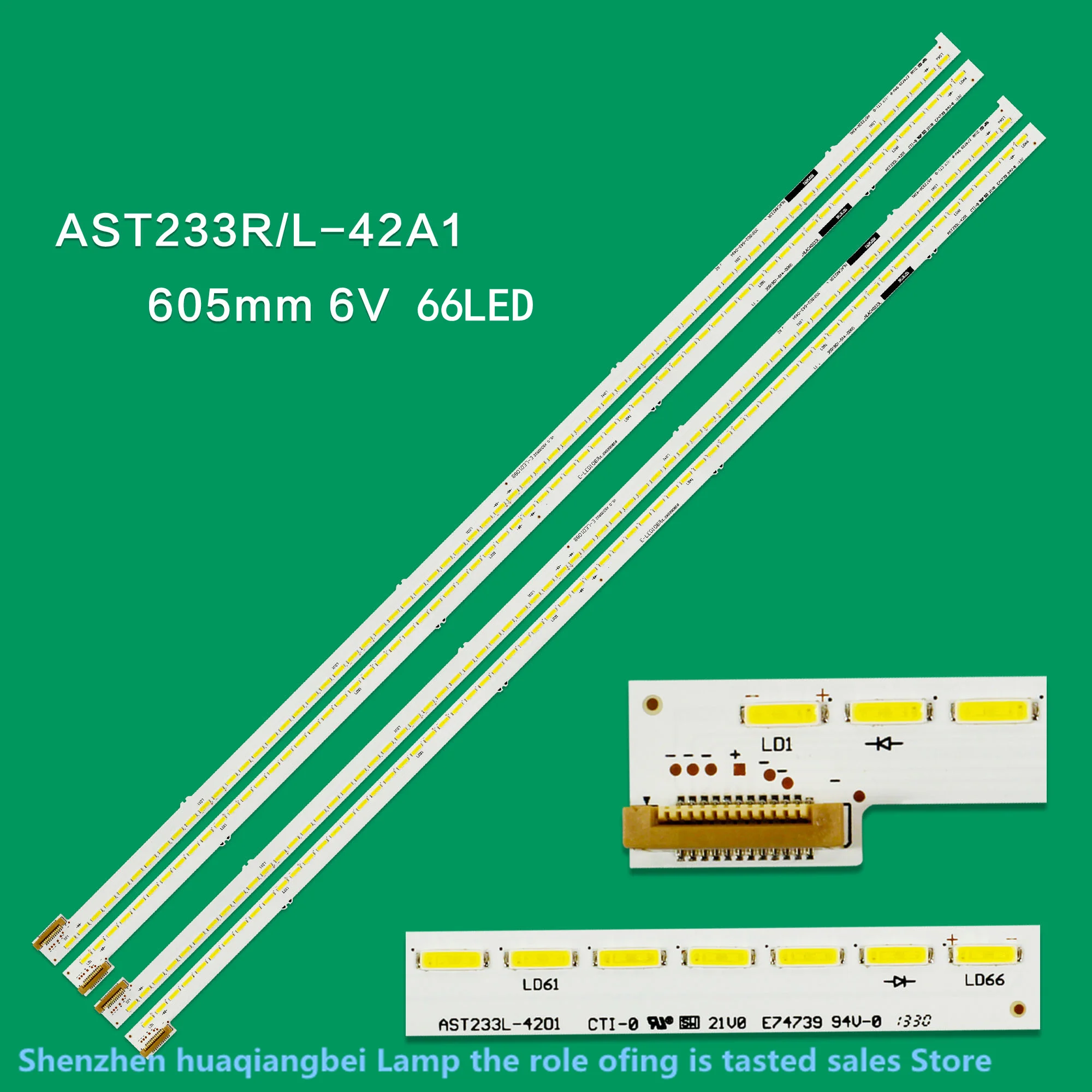 60.5CM LED strip for NLAC40233L/R AST233L-42A1 AST233R-42A1 61.P1Q01G001 XBR-65X900A KD-55X9005A KD-55X9000A KD-55X8500A   66LED