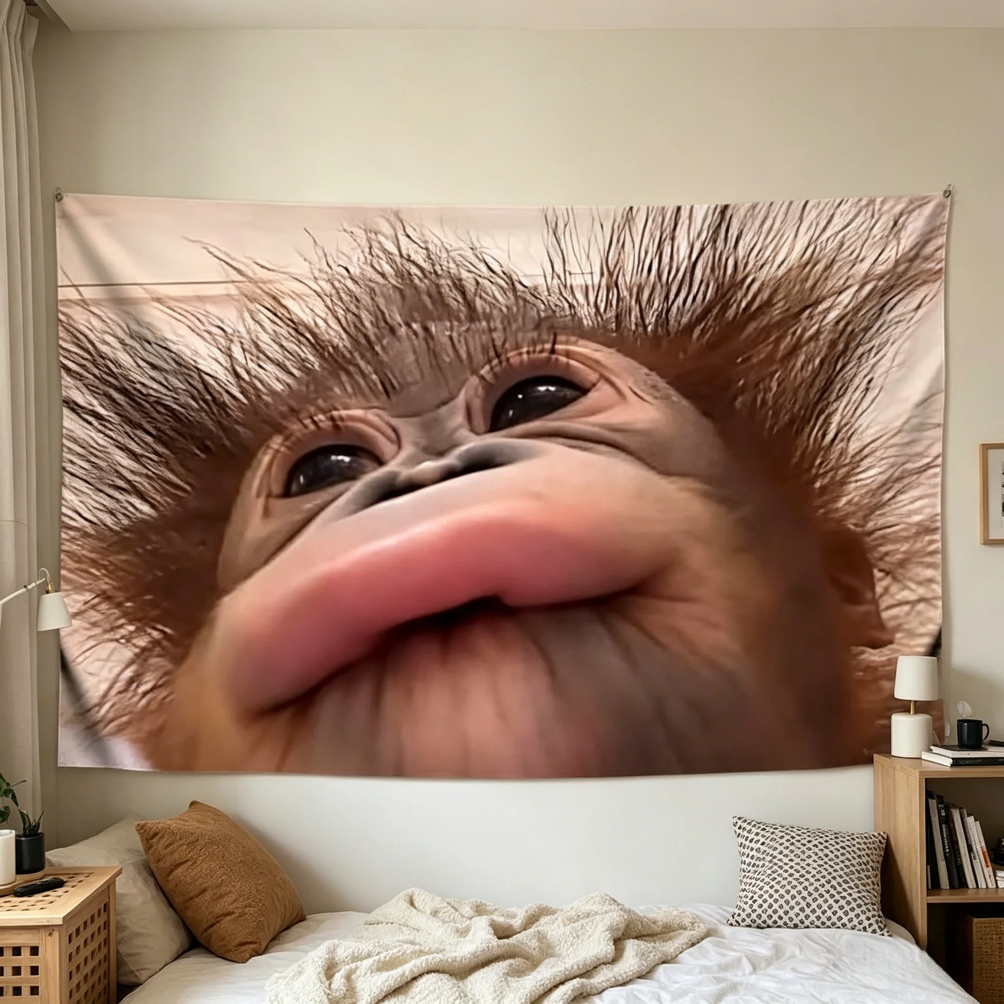 Affen-Wandteppich für Wohnheimzimmer, Schlafzimmer-Dekoration, hochwertiger, niedlicher Tierdruck, Wandbehang, in mehreren Größen erhältlich