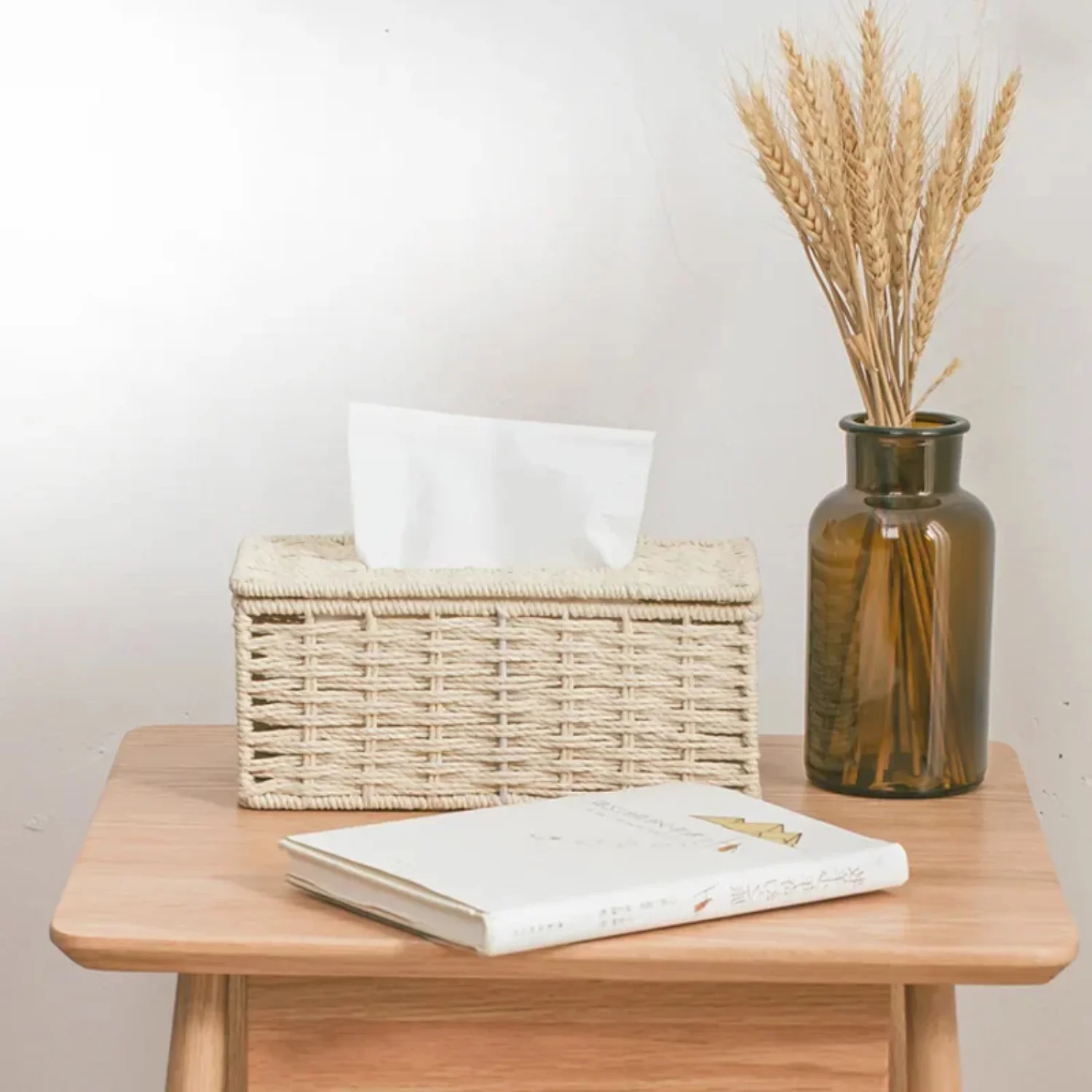 Rattan Tissue Box Vintage Napkin Holder Case Clutter  Container Cover Living Room Desk Decoration