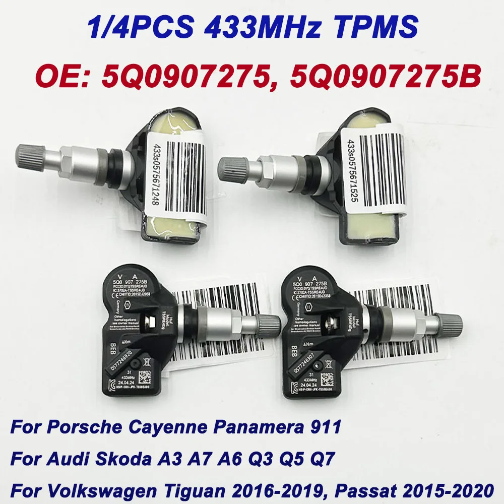 

Датчик давления в шинах TPMS OE 5Q0907275B для Audi, Skoda A3, A7, Porsche 718, 911, Cayenne, VW Tiguan, Passat, Golf 5Q0907275, 5Q0907275C