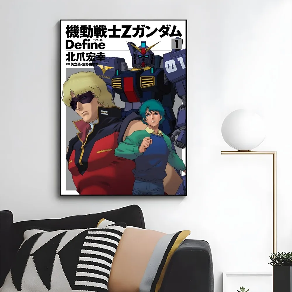 Affiche d'anime Gundam imbibée mobile, peinture décorative, autocollant mural de chevet, chambre à coucher, salon, entrée, décoration de la maison, 73