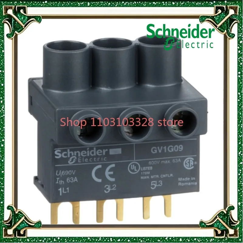 

GV1G09 Соединительная деталь центральной линии Клеммная колодка крепления автоматического выключателя двигателя (для GV2, TeSys Deca и TeSys U), 3P