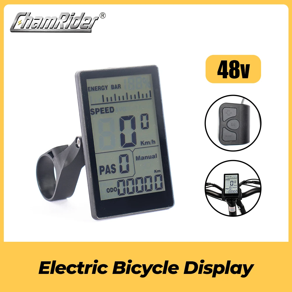 Ebike LCD 계기판 디스플레이 48V 알루미늄 합금 미터 방수 패널 ChamRider Ebike 용 5Pin 전기 자전거 액세서리