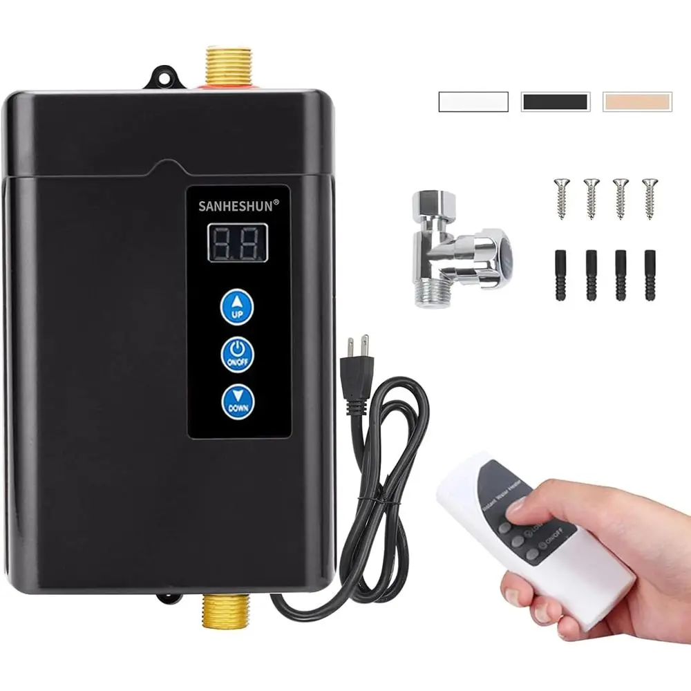 

Электрический водонагреватель 110В 3000Вт с пультом ДУ, контролем температуры, ЖК-дисплеем для кухни и ванной, черный