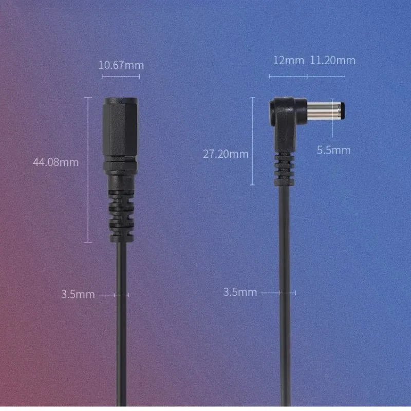 1/5/10Pcs/lot DC5.5X2.1mm male to female 5521 straight to elbow right angle L-shaped round charging cable