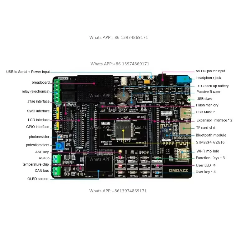 STM32 ARM DIY Kit DEMO Board STM32F407Z PCB Development Board Bluetooth ESP8266 WiFi Master Slave USB Audio
