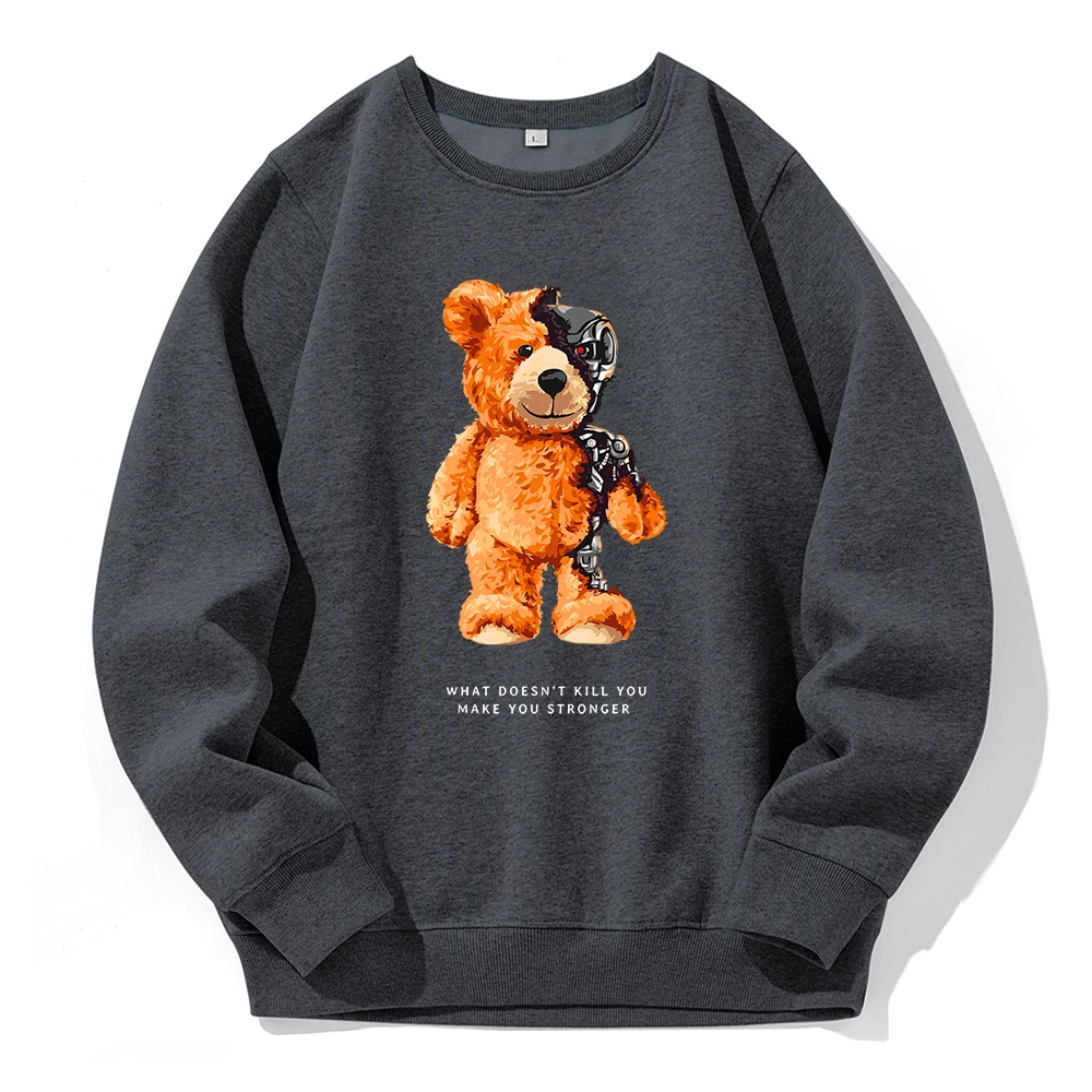 Teddy Bear Show You What I Am Really Look Like Tracksuit Men Street Sports Hoodies Loose Oversized Hoody Basic Casual Sweatshirt