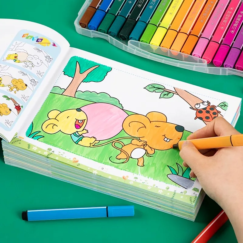 

Watercolor pen drawing book for children 2-3-6 years old coloring picture book kindergarten watercolor painting coloring