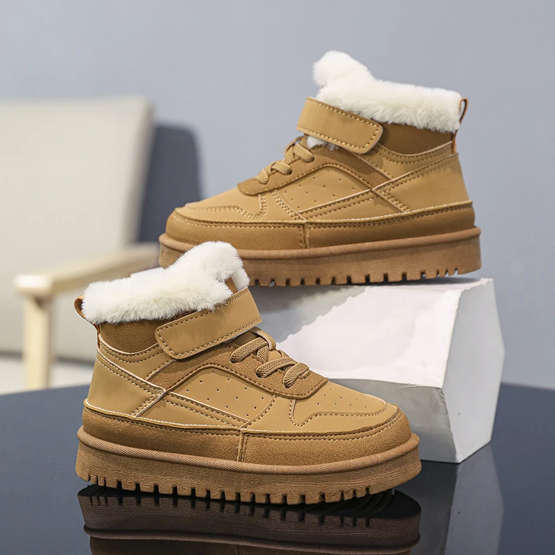 

Winter Childrens Cotton Boots Fashion New Soft Warm Plush Kids Casual Shoes Outdoor Non-slip Luxury Suede Boys Girls Cotton Shoe