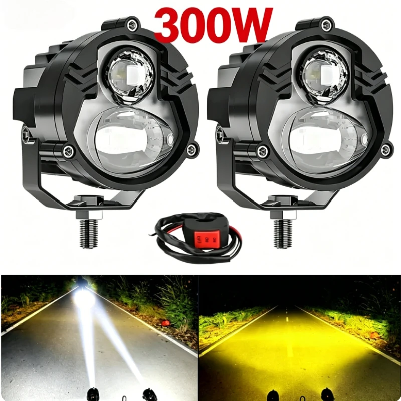 

2Pcs 300W Super Bright LED Laser Fog Driving Lights High Power Work Lamp for Motorcycle 4X4 Off Road For Boat Truck SUV ATV