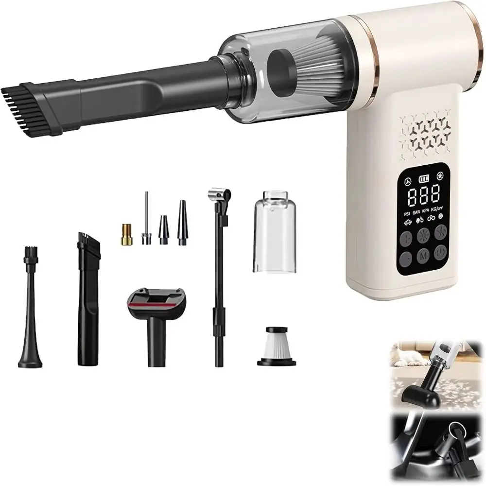 

ABS Material Wireless Vacuum Cleaner LED Display Cordless Design Tire Inflator 150psi Pressure Smart Control