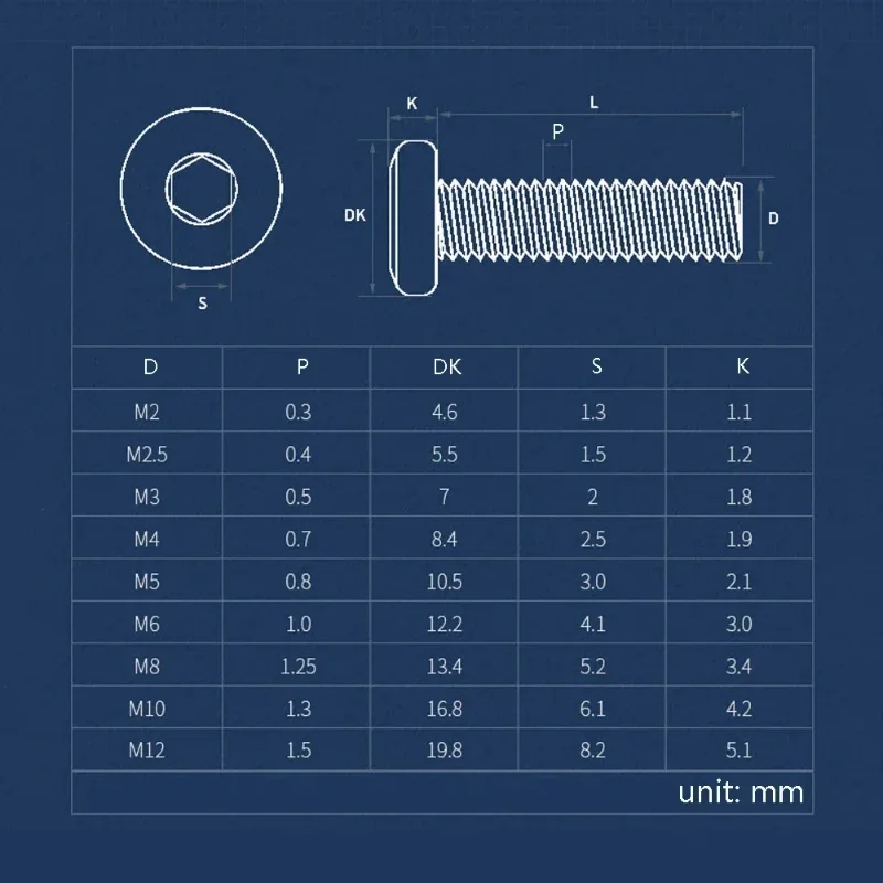 M3 M4 M5 M6 M8 M10 M12 304 Stainless Steel Flat Head Chamfered Screw Hexagon Socket Bolt Flange Nuts Set Furniture Screw