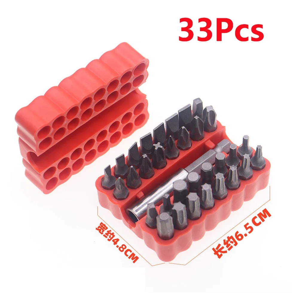 33pc Professional Security Screwdriver Bit Set - Torq Torx Hexagonal Star Spanner Electric Holder Bits 1/4