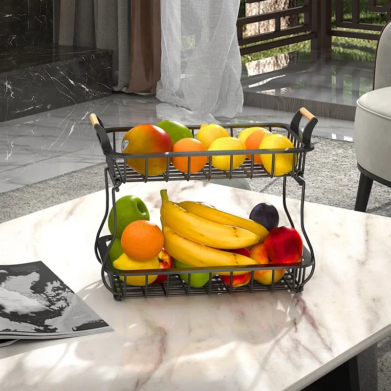 

2 Tier Countertop Fruit Basket Detachable Double Layer Countertop Fruit Vegetable Basket Bowl For Kitchen Home Storage Stand