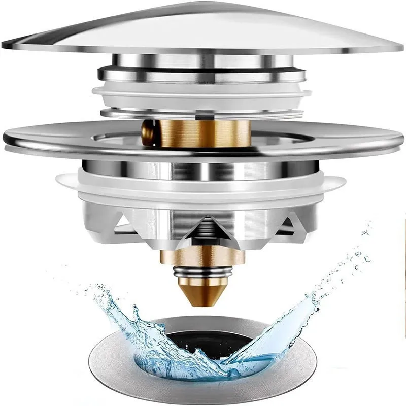 1 قطعة حوض غسيل الوجه حوض تسرب المياه المكونات الحمام استنزاف تصفية ترتد الأساسية الصحافة نوع غطاء الوجه اكسسوارات العالمي #3