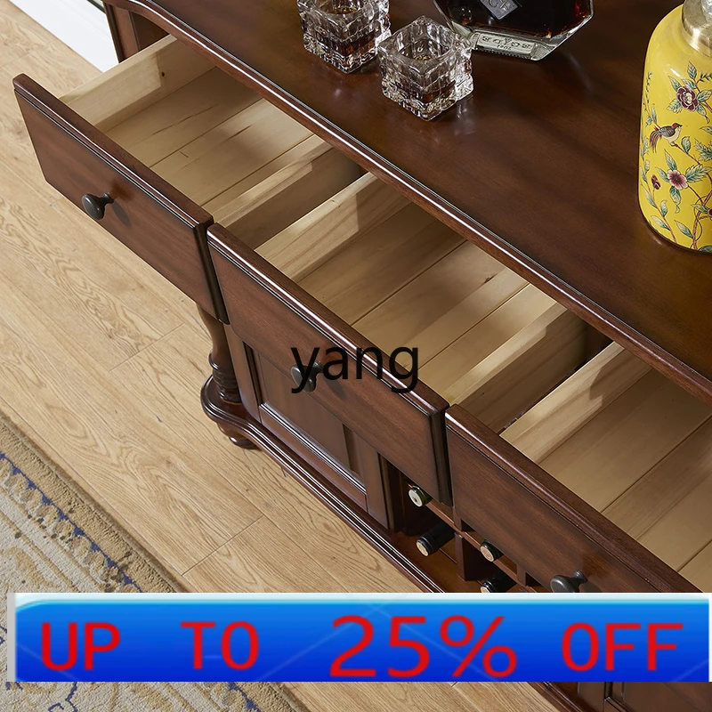 

LMM American Style Chest of Drawers All Solid Wood Living Room Storage Small Cabinet Master Bedroom Sideboard