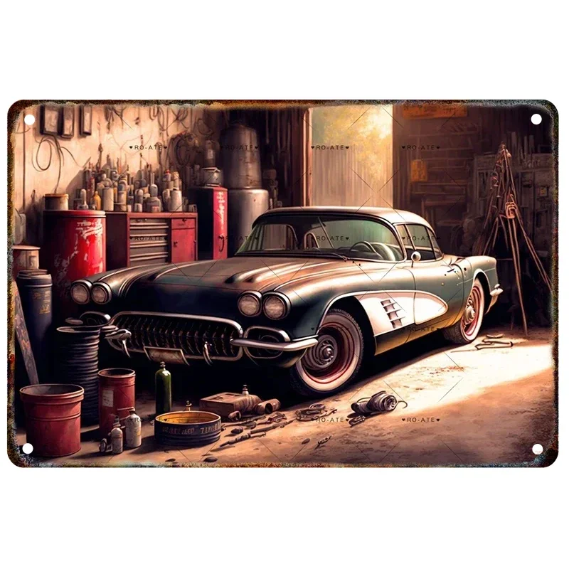 Old Car Pickup Truck Vintage Garage Signs Poster Metal Tin Sign Decorative Plate Painting Auto Repair Shop Wall Decor Plaques