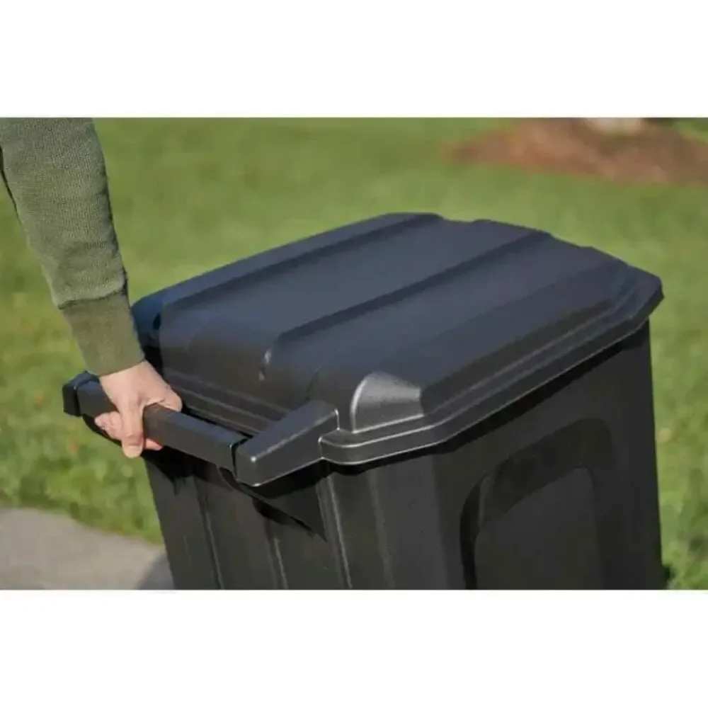 COLIBYOU 45 Gallon Plastic Trash Can with Lid, Black, 45 GallonSuitable for outdoor trash disposal in gardens, patios, and more.