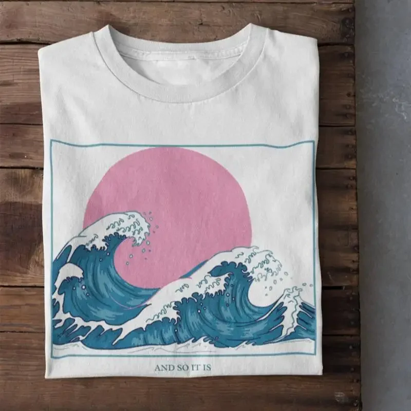 And So It Is Hokusai Wave Aesthetic T shirt Japanese Summer