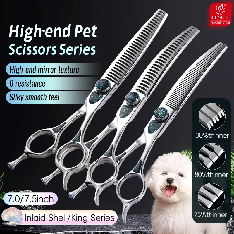 Fenice king série vg10 parafusos de rolamento de concha de aço 7/7.5 Polegada cão aliciamento em linha reta/curva mais fino chunker tesoura para animais de estimação