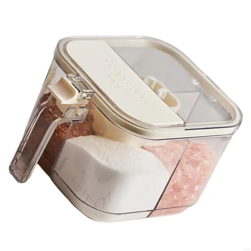 4 Section Plastic Spices Organizers Sealed Lid Kitchen Countertops Essential Q5WC