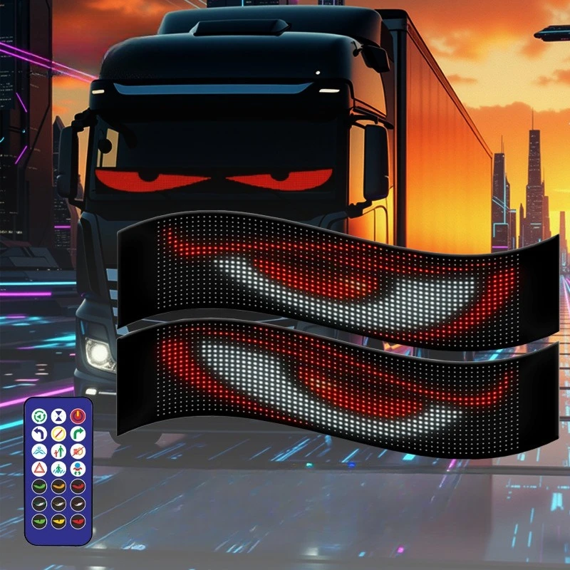Small Truck LED Flexible Screen Dynamic Follow-Up Window Warning Light Cargo Truck Screen for Vehicle Safety