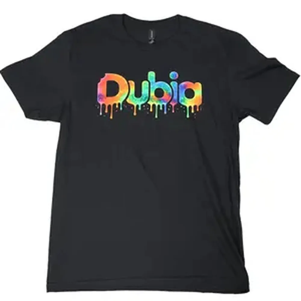 Dubia Drip Shirt, Fitted Casual Joke Tee, Funny Meme T-Shirt, Street Fashion Casual Short Sleeve Round Neck T-Shirt for Daily Wear, Men's Solid Color Crewneck Tee for Gym & Casual