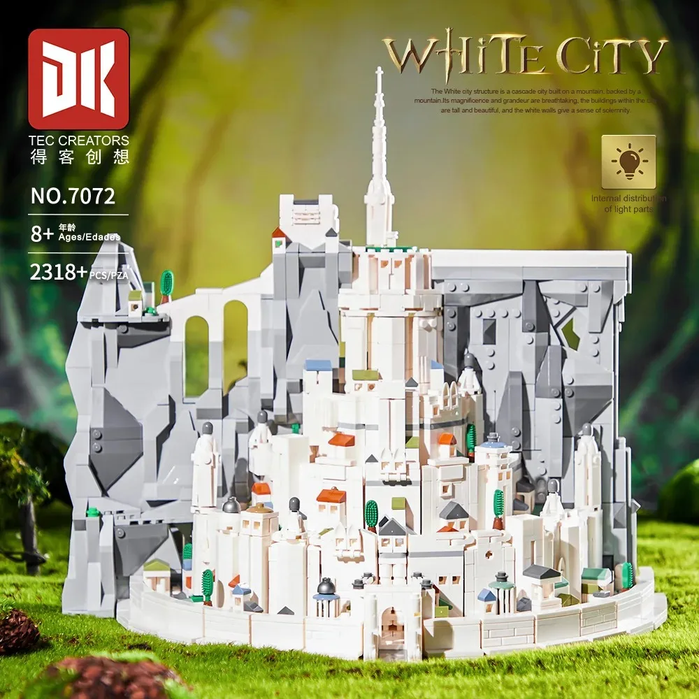 Film-Ringe Weißes Schloss Mittelalterliches Baukasten-Set, Stadt-Architektur Modulares Baustein-Modell Spielzeug für Erwachsene Geschenke 2318 Teile