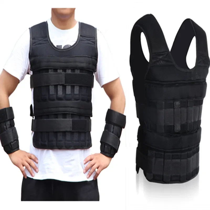 1x Adjustable Upgrade 30kg Loading Weighted Vest For Boxing Training Workout Waistcoat Jacket Sand Clothing Fitness Vest Only